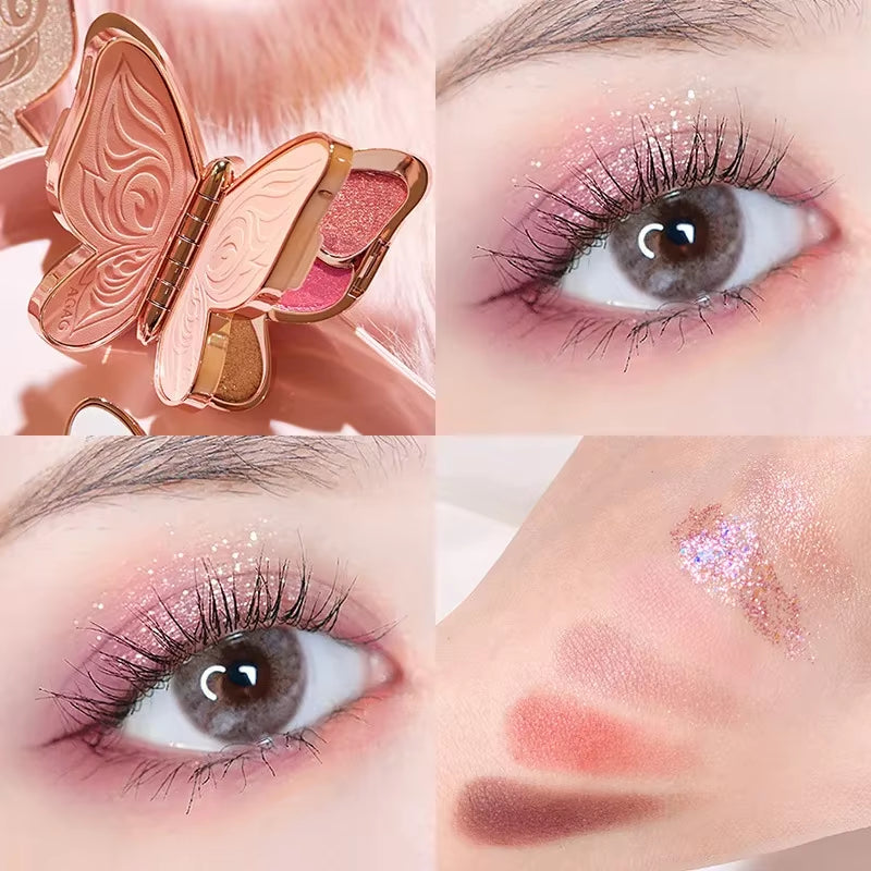 Butterfly Eye Shadow Six Color Eyeshadow Palette Easy to Color Glitter Matte Makeup Make-Up for Women Korean Cosmetics Makeup